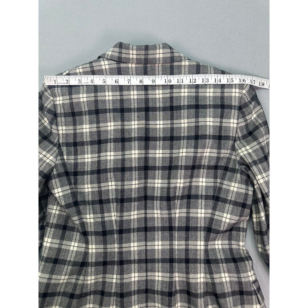 Theory Yukon Flannel Double Breasted Plaid Wool Blazer Jacket Size 6 - Picture 8 of 10
